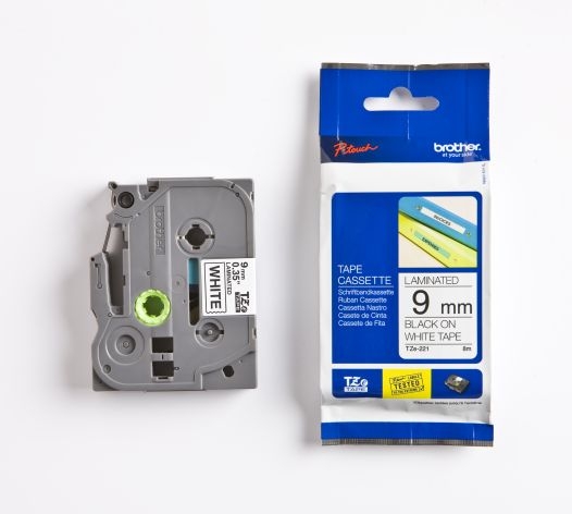 Ptouchlint Brother TZE221 9mm Zwart/Wit laminated | PCS Knokke
